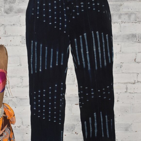 Studio 189 Indigo Mud Cloth Andy Pants Size Large $550! - Picture 3 of 11